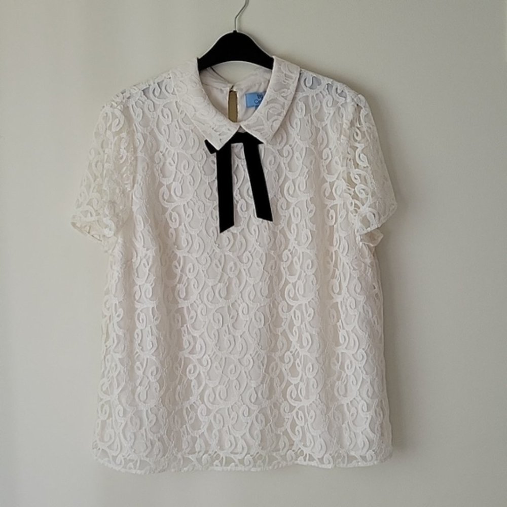 Jessica Sport Womens White Long Sleeve Bib Shirt